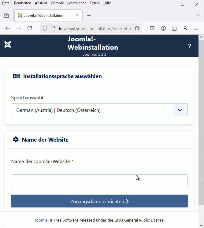 Joomla!-Webinstallation